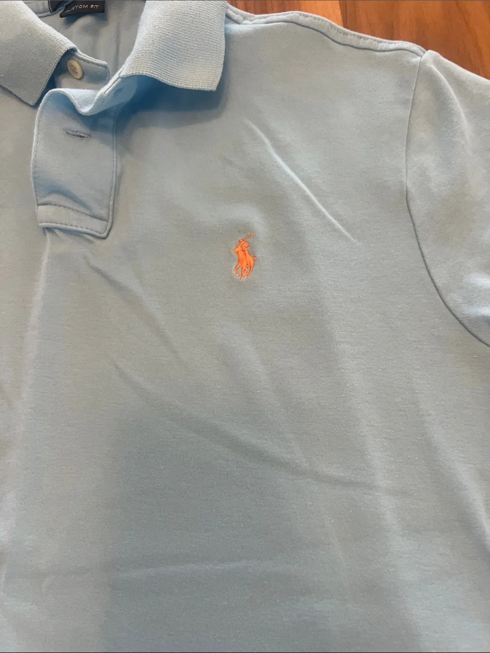 Polo by Ralph Lauren Blue Polo with Coral Pony, size small